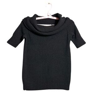 NWT‎ Loft Women's Off-the-Shoulder Short Black Casual Sweater, Size XXSP-Petites